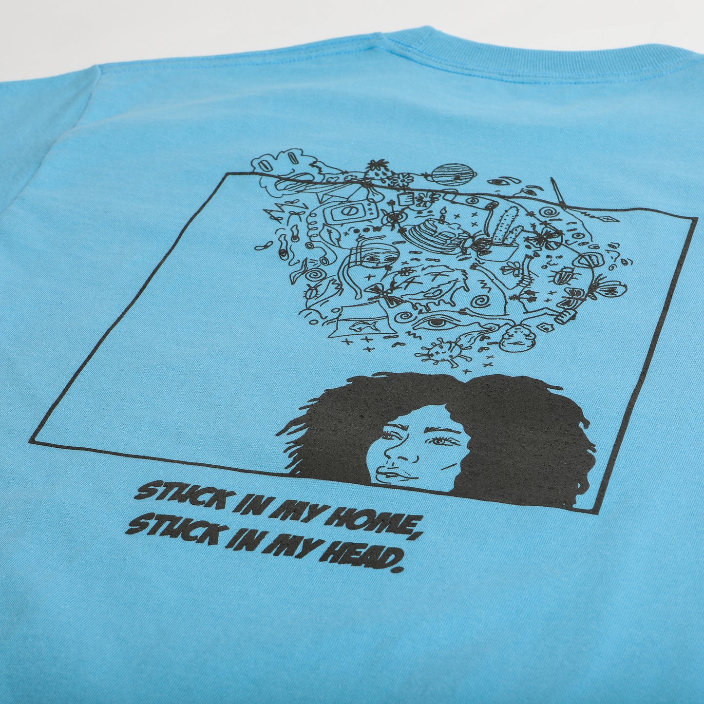 "STUCK IN MY HEAD" TEE - BHABY BLUE