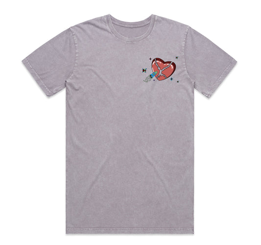 "TO THE MOON" TEE - STONE ORCHID WASH
